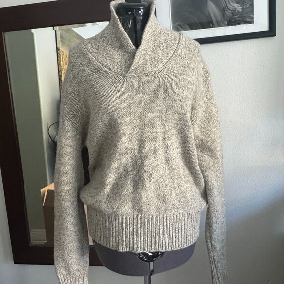 Vintage Boston Traders Wool Blend Shawl Collar Sweater XL Oatmeal Gray - Picture 5 of 8